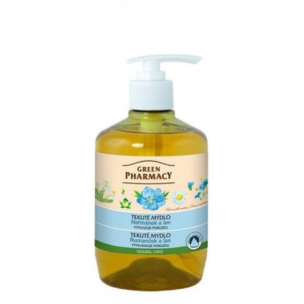 Ponuka - Cena - Predaj Green Pharmacy tekuté mydlo - vyhladzuje pokožku 460 ml - Rumanček a ľan