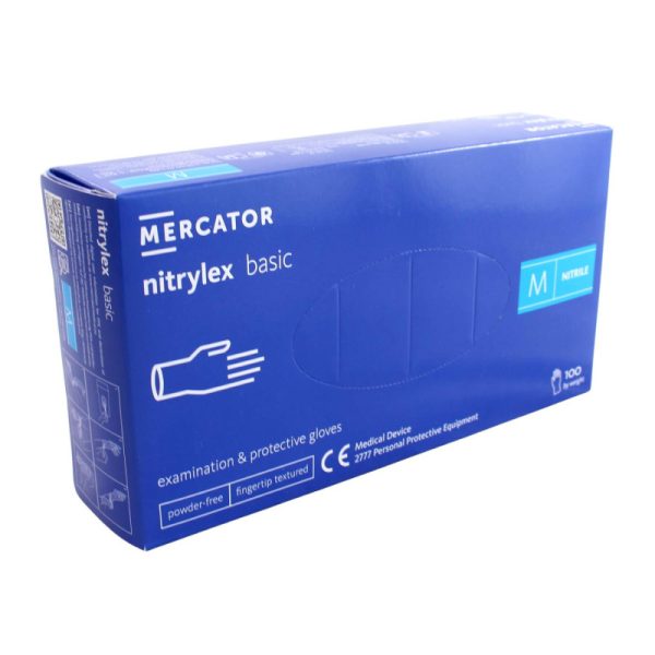 Ponuka - Cena - Predaj Nitrilové rukavice jednorázové MERCATOR nitrylex basic - tmavo modré M 100ks