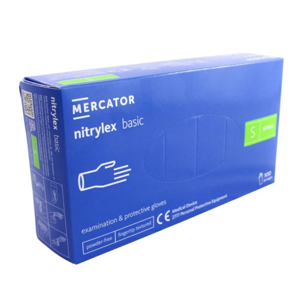 Ponuka - Cena - Predaj Nitrilové rukavice jednorázové MERCATOR nitrylex basic - tmavo modré S 100ks