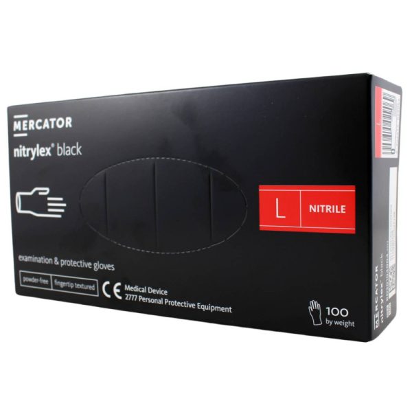 Ponuka - Cena - Predaj Nitrilové rukavice jednorázové MERCATOR nitrylex - čierne L 100ks