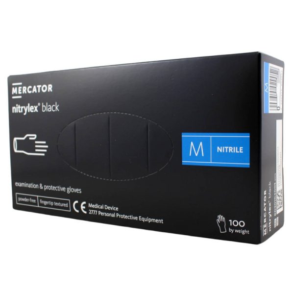 Ponuka - Cena - Predaj Nitrilové rukavice jednorázové MERCATOR nitrylex - čierne M 100ks
