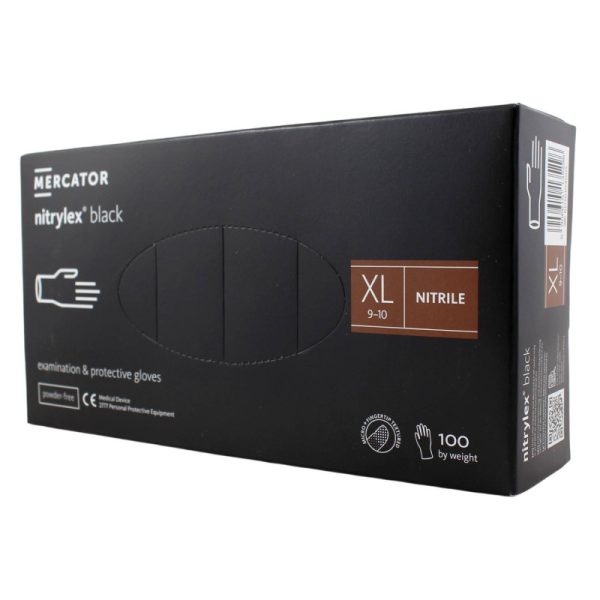 Ponuka - Cena - Predaj Nitrilové rukavice jednorázové MERCATOR nitrylex - čierne XL 100ks