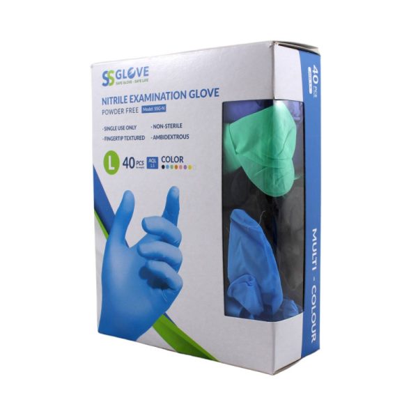 Ponuka - Cena - Predaj Nitrilové rukavice jednorázové SSGLOVE mix farieb L 40ks