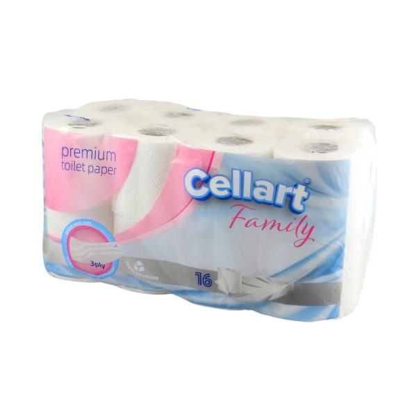 Ponuka - Cena - Predaj Toaletný papier CELLART FAMILY 3vrst. 100% celulóza 16ks