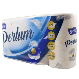 Ponuka - Cena - Predaj Toaletný papier Grite PERLUM 3vrst. 100% celulóza 8ks