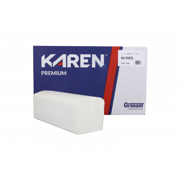 Ponuka - Cena - Predaj ZZ skladané papierové utierky biele KAREN 2vrst. 25x20cm (3000ks)