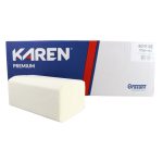 Ponuka - Cena - Predaj ZZ skladané papierové utierky biele KAREN 2vrst.21x23cm(3000ks)