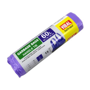 Ponuka - Cena - Predaj HDPE vrecia s uchom fialové 600x700/15 mic 60 L 15 ks