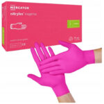 Ponuka - Cena - Predaj Nitrilové rukavice jednorázové MERCATOR nitrylex magenta S 100ks