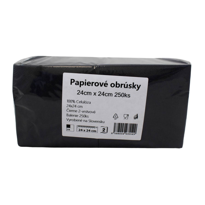 Servítky čierne 2vrst. 24x24cm 250ks Ponuka - Cena - Predaj Servítky čierne 2vrst. 24x24cm 250ks