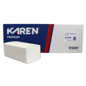 Ponuka - Cena - Predaj ZZ skladané utierky biele KAREN 2vrst. 21x23cm 3200ks