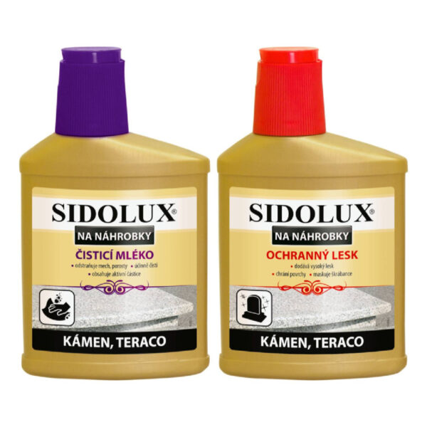 Ponuka - Cena - Predaj SIDOLUX duopack na ošetrenie náhrobných kameňov (čistič 330ml + ochranný lesk 250ml)