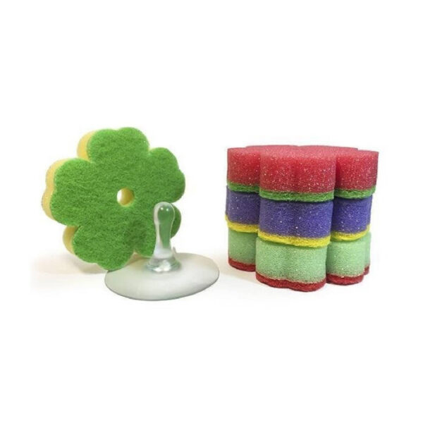 Ponuka - Cena - Predaj SILUX Household hubky v tvare kvetiny 4 ks + prísavka