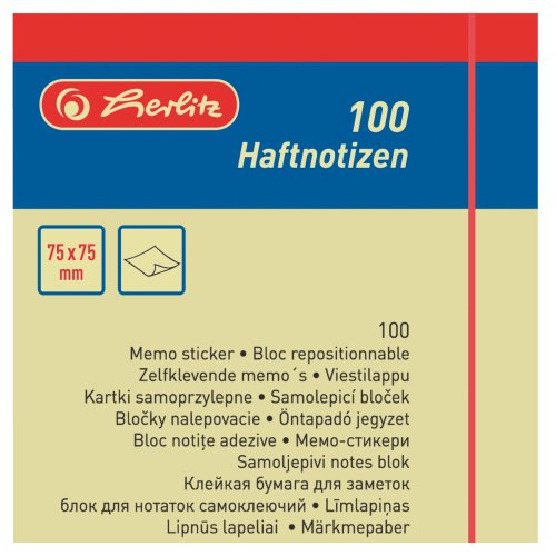Herlitz - Bloček samolepiaci 75x75 mm 100 lístkov Herlitz - Bloček samolepiaci 75x75 mm 100 lístkov
