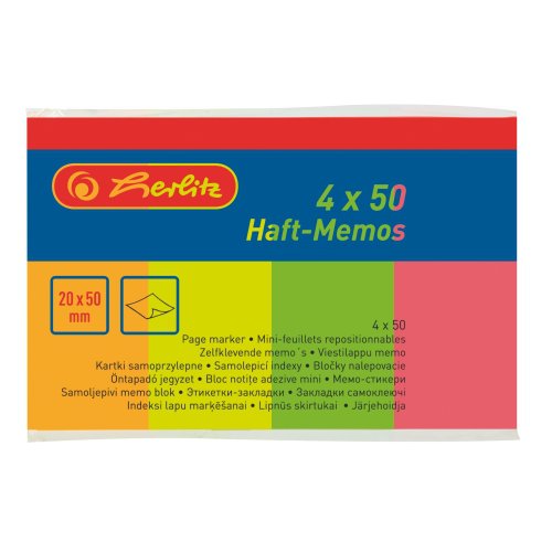Herlitz - Bloček lepiaci 20x50 mm 4x50 lístkov Herlitz - Bloček lepiaci 20x50 mm 4x50 lístkov