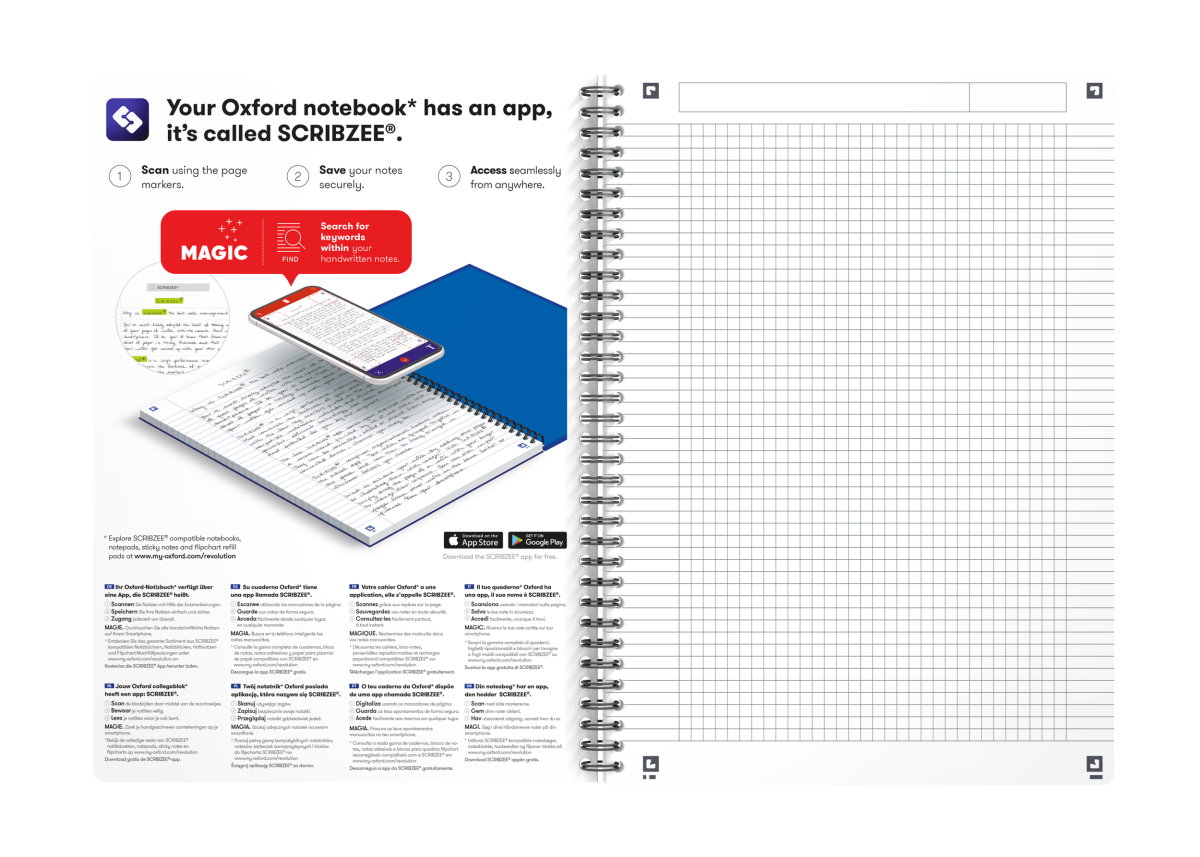 Oxford - Blok špirálový Oxford Urban A4/90 listov, štvorčekový, mix – Obrázok 4
