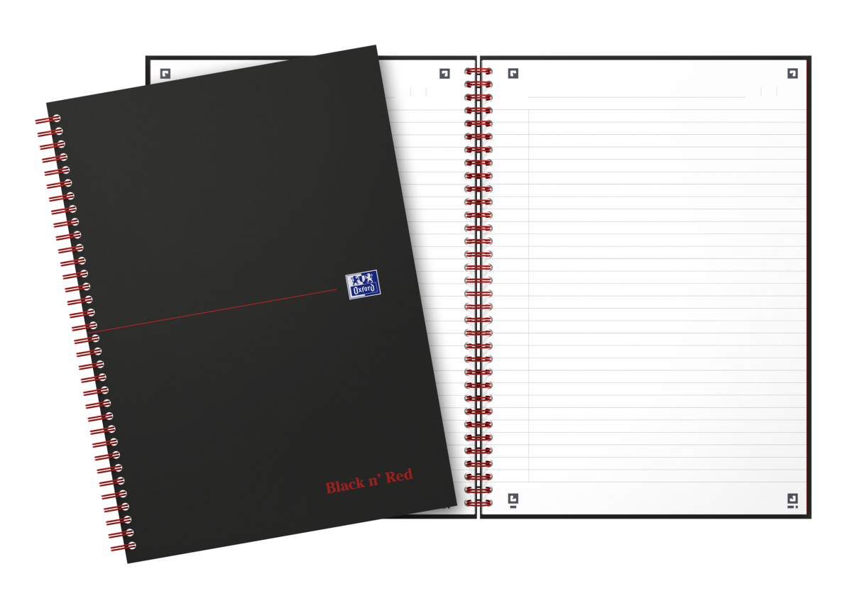 Oxford - Blok špirálový Oxford Black n’Red Notebook A4/70 listov linajkový, čierny – Obrázok 3