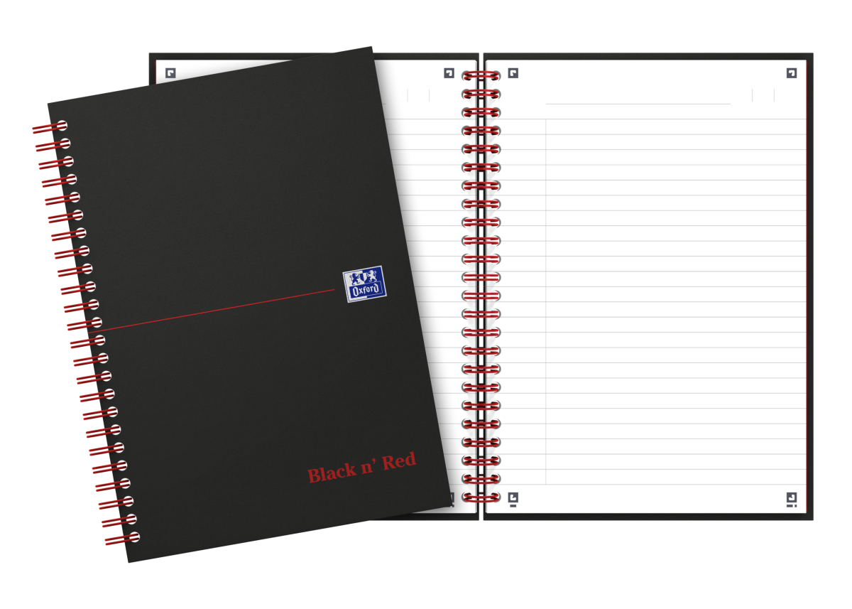 Oxford - Blok špirálový Oxford Black n’Red Notebook A5/70 listov linajkový, čierny – Obrázok 3