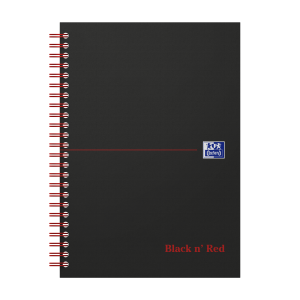 Oxford - Blok špirálový Oxford Black n’Red Notebook A5/70 listov štvorčekový