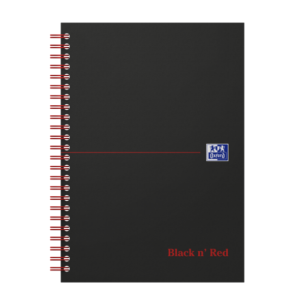 Oxford - Blok špirálový Oxford Black n’Red Notebook A5/70 listov štvorčekový