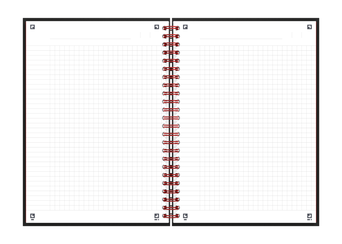 Oxford - Blok špirálový Oxford Black n’Red Notebook A5/70 listov štvorčekový, čierny – Obrázok 3