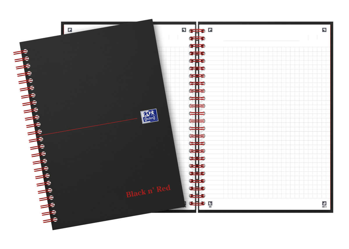 Oxford - Blok špirálový Oxford Black n’Red Notebook A5/70 listov štvorčekový, čierny – Obrázok 4