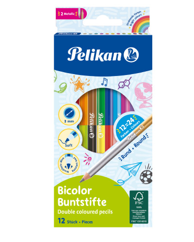 Pelikan - Pastelky Bicolor 12 ks obojstranné Pelikan - Pastelky Bicolor 12 ks obojstranné