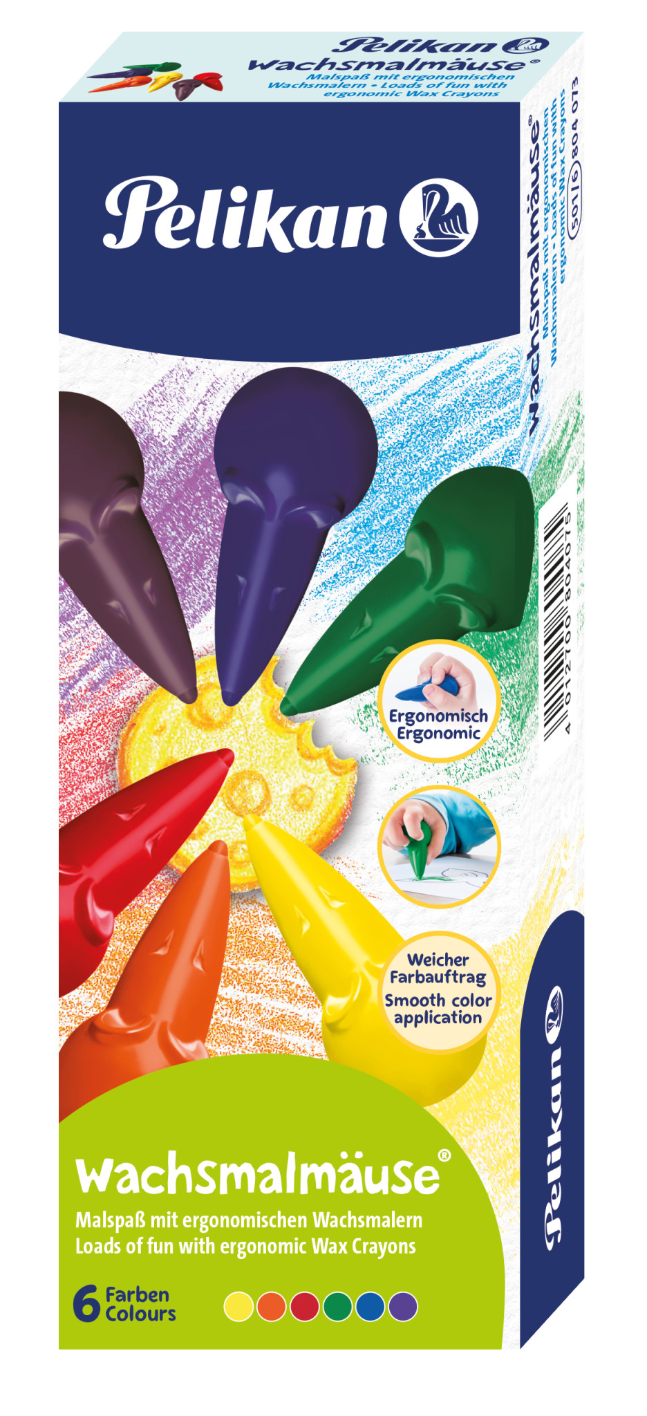 Pelikan - Voskové pastelky Myška 6 ks Pelikan - Voskové pastelky Myška 6 ks