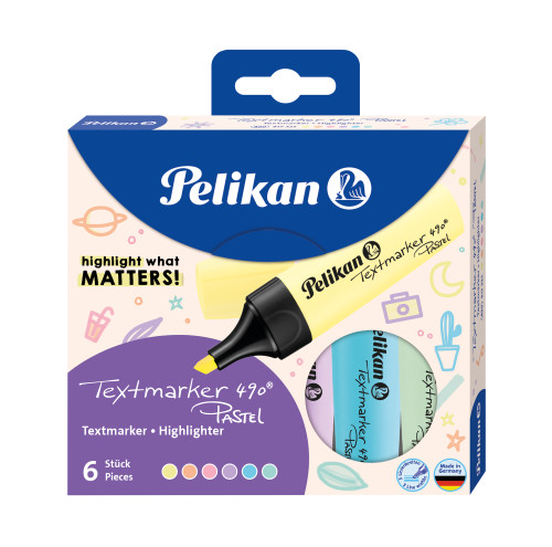 Pelikan - Zvýrazňovač 490 Pastelový 6 ks Pelikan - Zvýrazňovač 490 Pastelový 6 ks