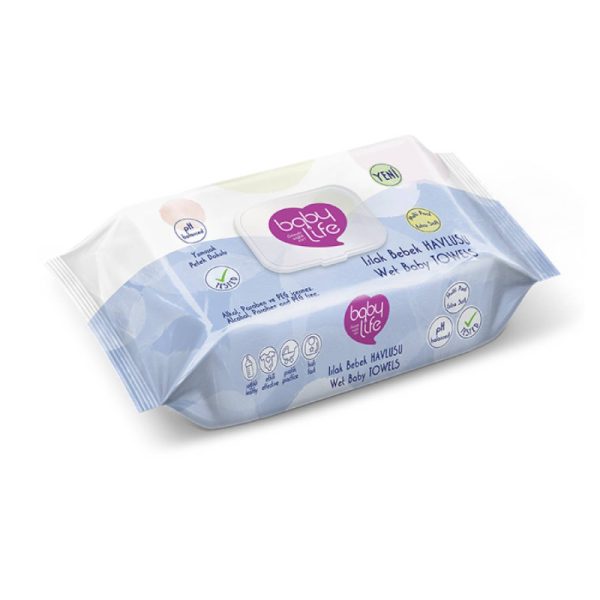 Ponuka - Cena - Predaj Detské vlhčené utierky BABY LIFE s uzatvárateľným klipom modré - 70ks