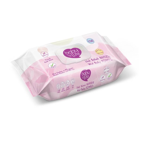 Ponuka - Cena - Predaj Detské vlhčené utierky BABY LIFE s uzatvárateľným klipom ružové - 70ks