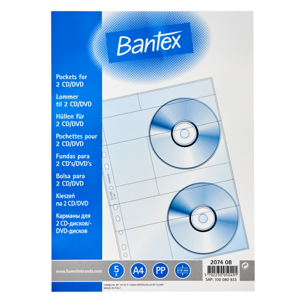 Bantex - Obal prospektový na CD - double Bantex