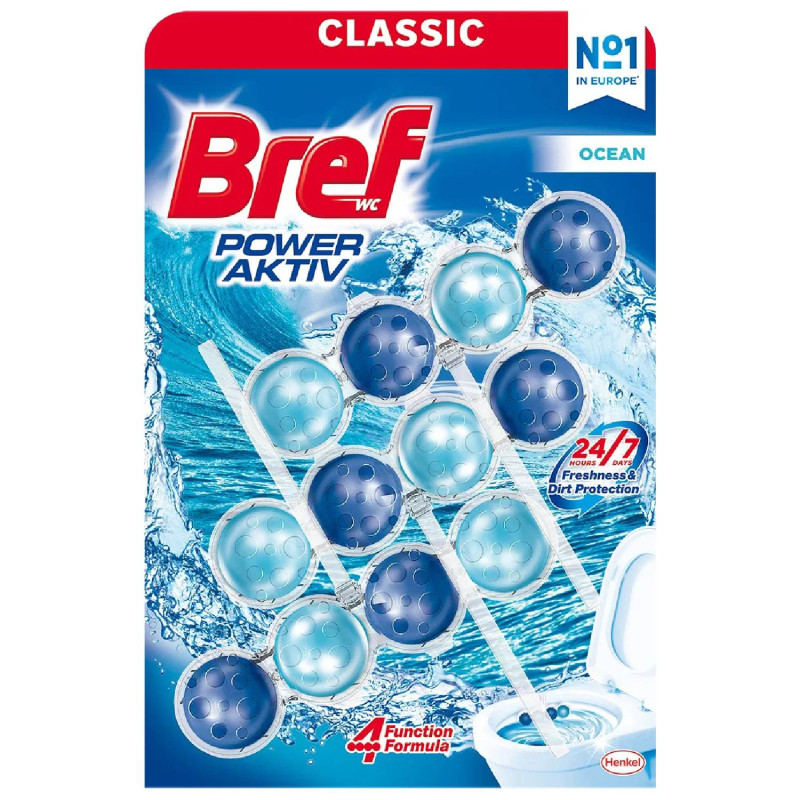 BREF wc blok Power Aktiv Ocean 3 × 50 g Ponuka - Cena - Predaj BREF wc blok Power Aktiv Ocean 3 × 50 g