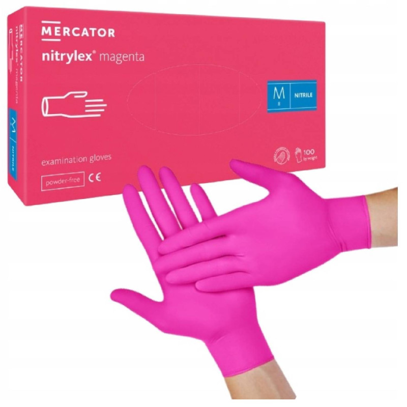 Nitrilové rukavice jednorázové MERCATOR nitrylex magenta M 100ks Ponuka - Cena - Predaj Nitrilové rukavice jednorázové MERCATOR nitrylex magenta M 100ks