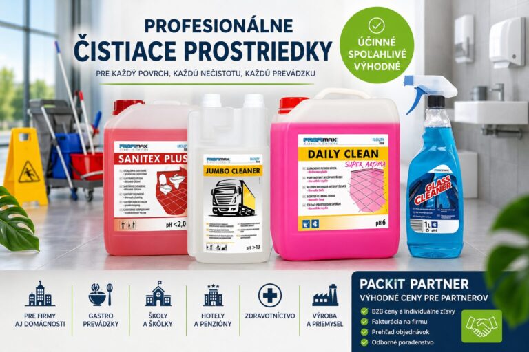 Všetko pre gastro, kanceláriu, balenie aj čistotu na jednom mieste. Na Packit.sk nájdete gastro potreby, kancelárske potreby, baliaci materiál, papierovú hygienu, čistiace prostriedky, kozmetiku a ďalší sortiment pre firmy, školy, gastro prevádzky aj domácnosti. Ponúkame kvalitné produkty za výhodné ceny, rýchle doručenie po celom Slovensku a výhodné B2B ceny pre registrovaných partnerov. 17 35d09568 d1fc 4cda a313 6cea09088df3 Profesionálne čistiace prostriedky PROFIMAX pre firmy, gastro, školy aj domácnosti