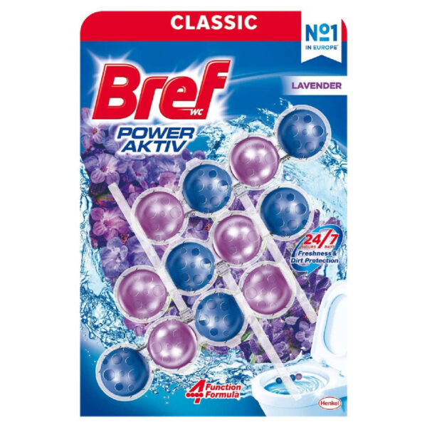 BREF WC blok Power Aktiv Lavender 3×50g
