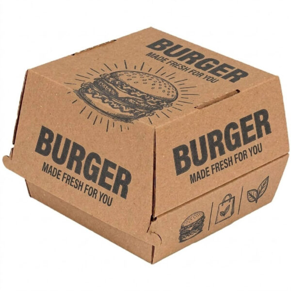 Ponuka - Cena - Predaj Burger Box hnedý 1-dielny s potlačou 130x130x110 mm - 50ks