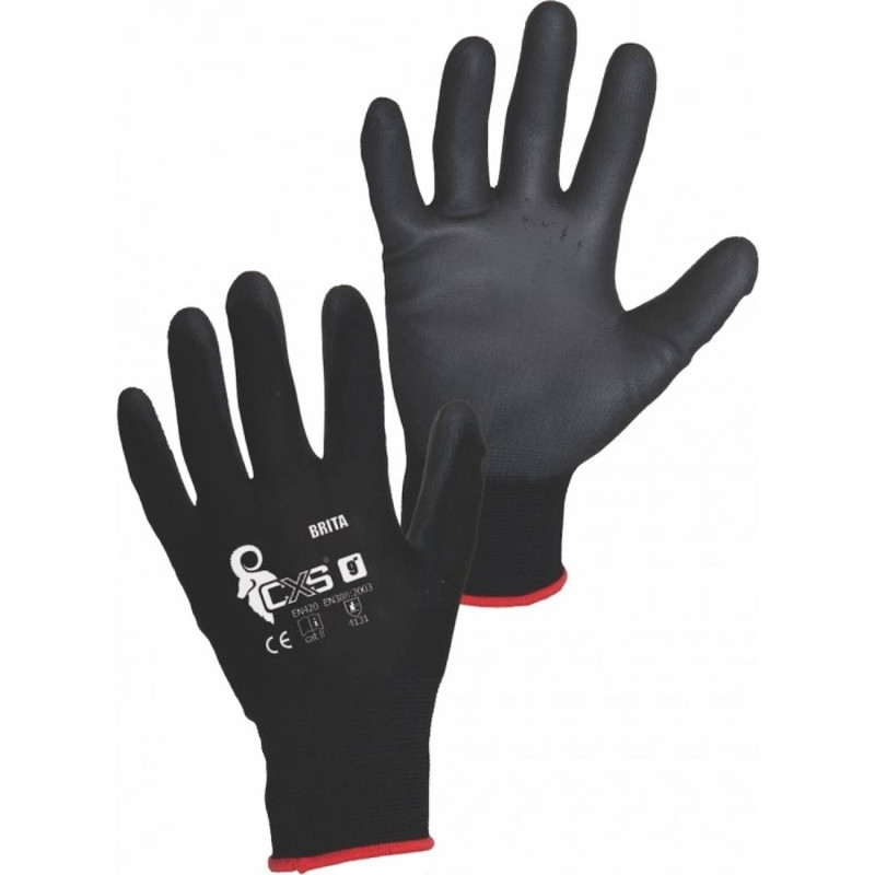 Pracovné rukavice CXS BRITA BLACK čierne č.9 – 1 pár Pracovné rukavice CXS BRITA BLACK čierne č. 9