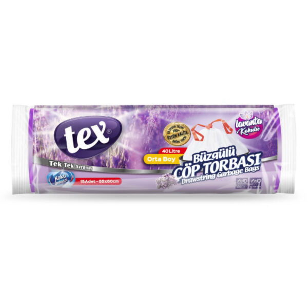 Ponuka - Cena - Predaj TEX Zaťahovacie vrecia s vôňou LEVANDUĽA 40L - 15ks