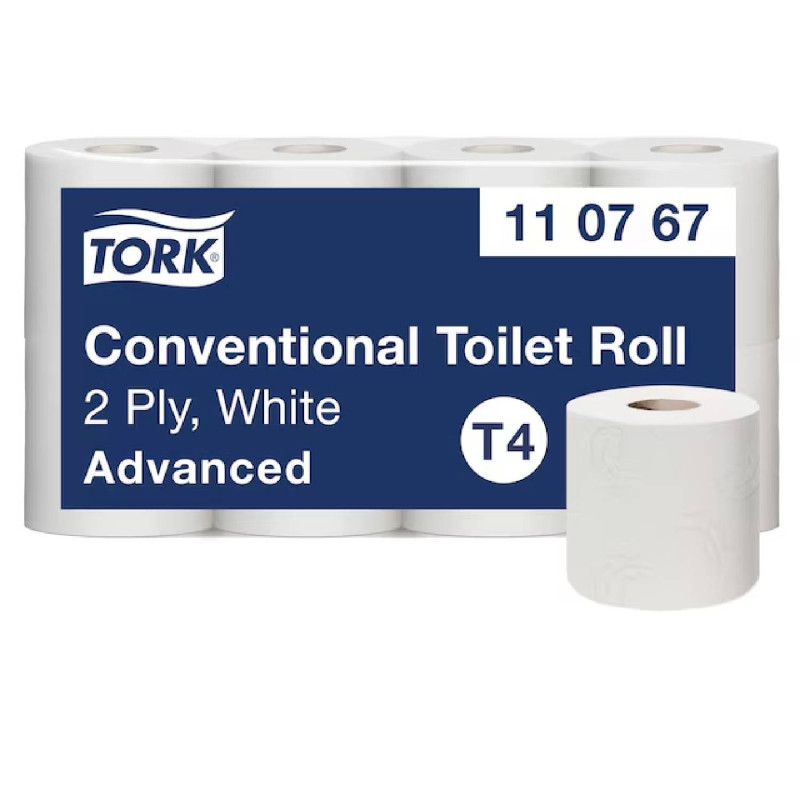 Tork konvenčný toaletný papier v kotúči Toaletný papier v kotúči T4 Tork Advanced biely 8 ks